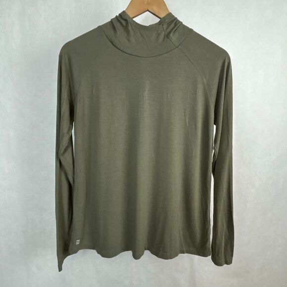 Free Fly Tops - Free Fly Apparel Olive Green Long Sleeve Hooded Tee